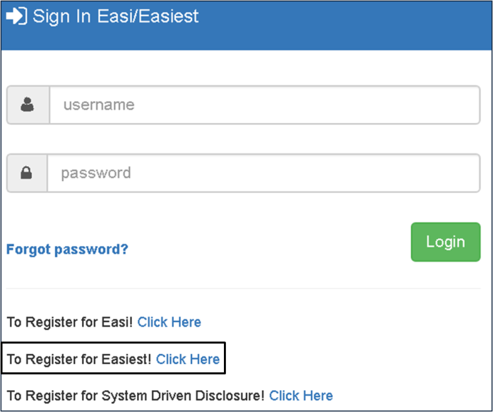 Sign In Easi/Easiest