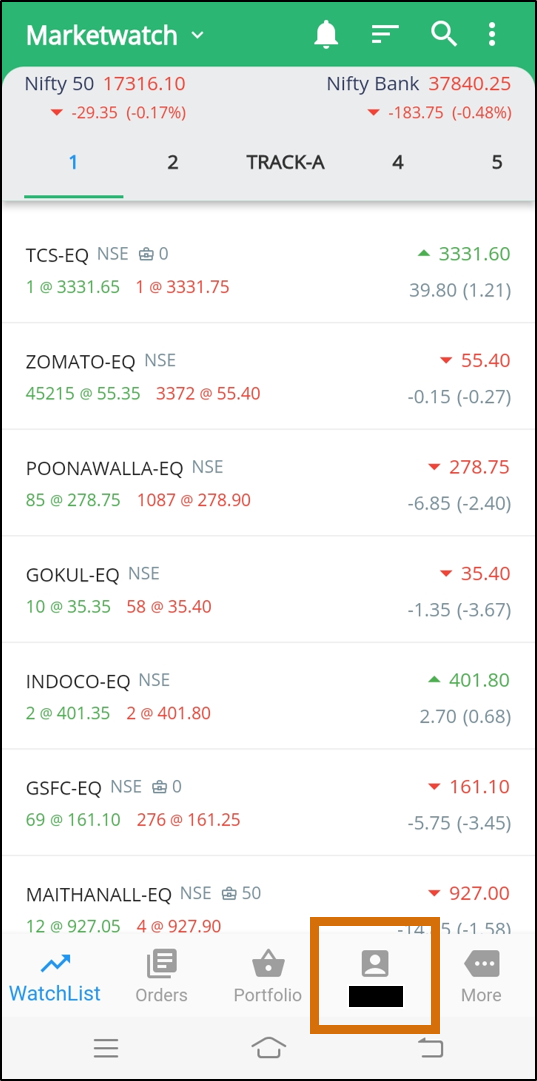 ProStocks Star Mobile Trading Application Funds Withdraw Option