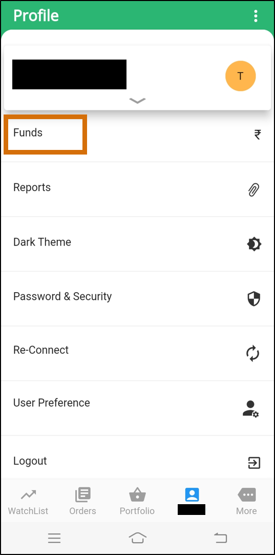 ProStocks Star Mobile Trading Application Funds Withdraw Option