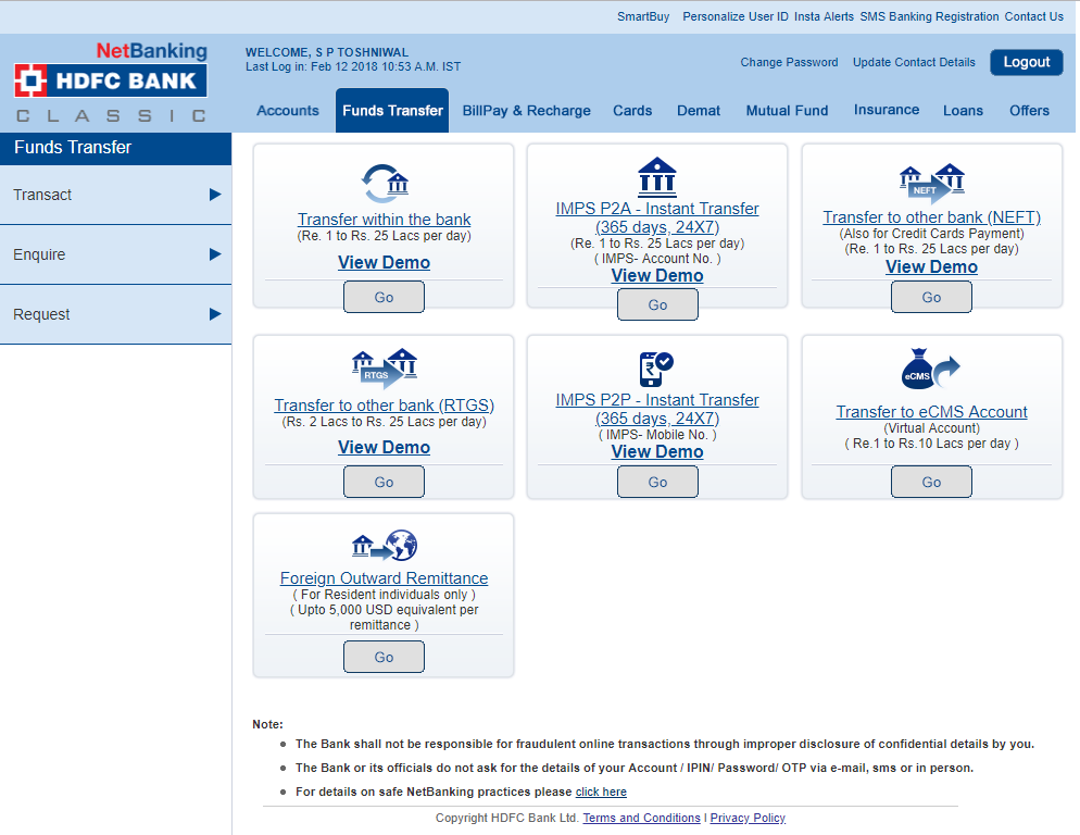 Transfer to eCMS HDFC